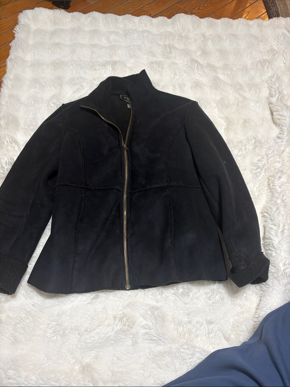 Women's Black Suede Zip-Front Jacket